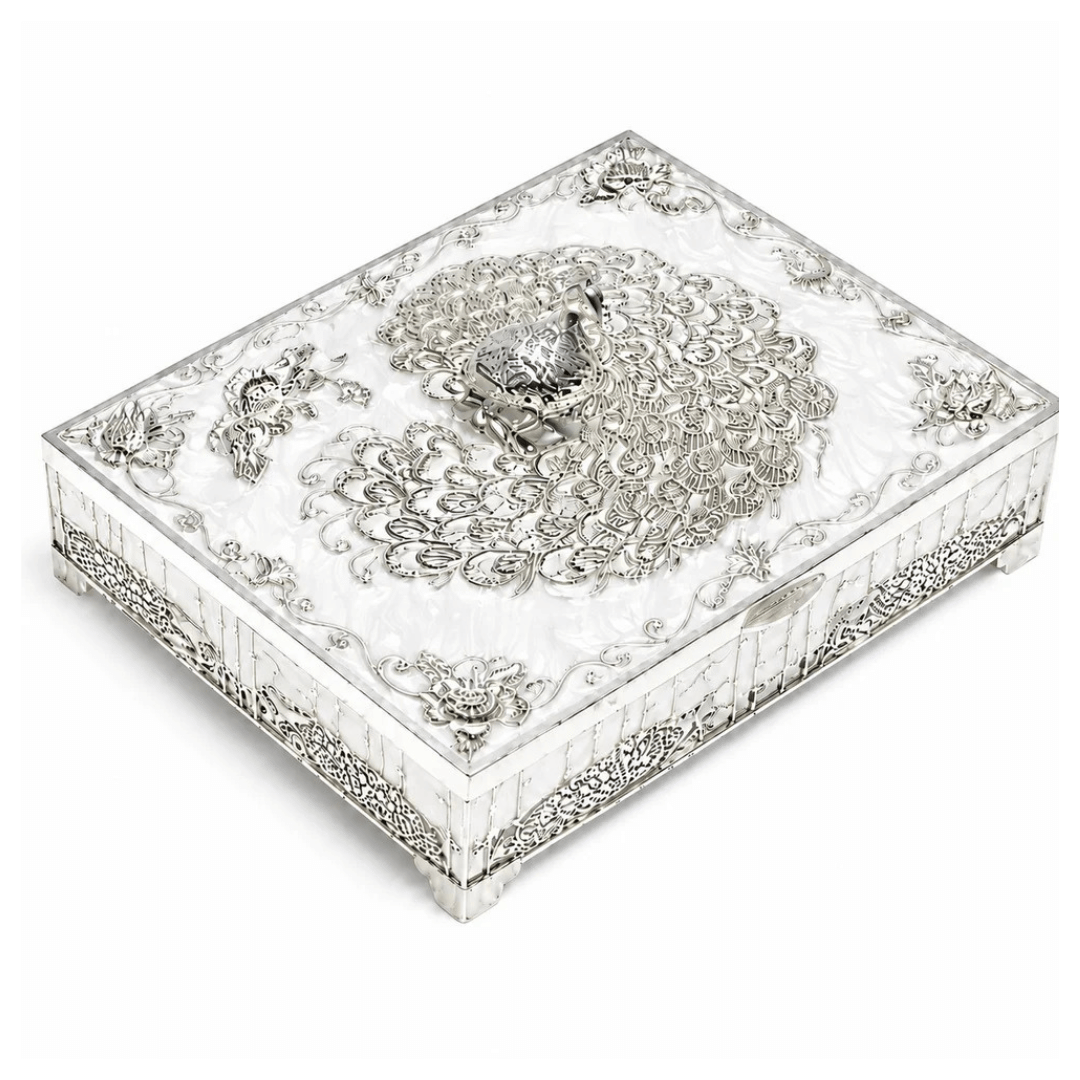 Flat Square Peacock Dry Fruit Container