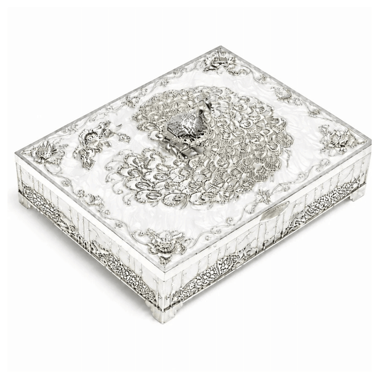 Flat Square Peacock Dry Fruit Container