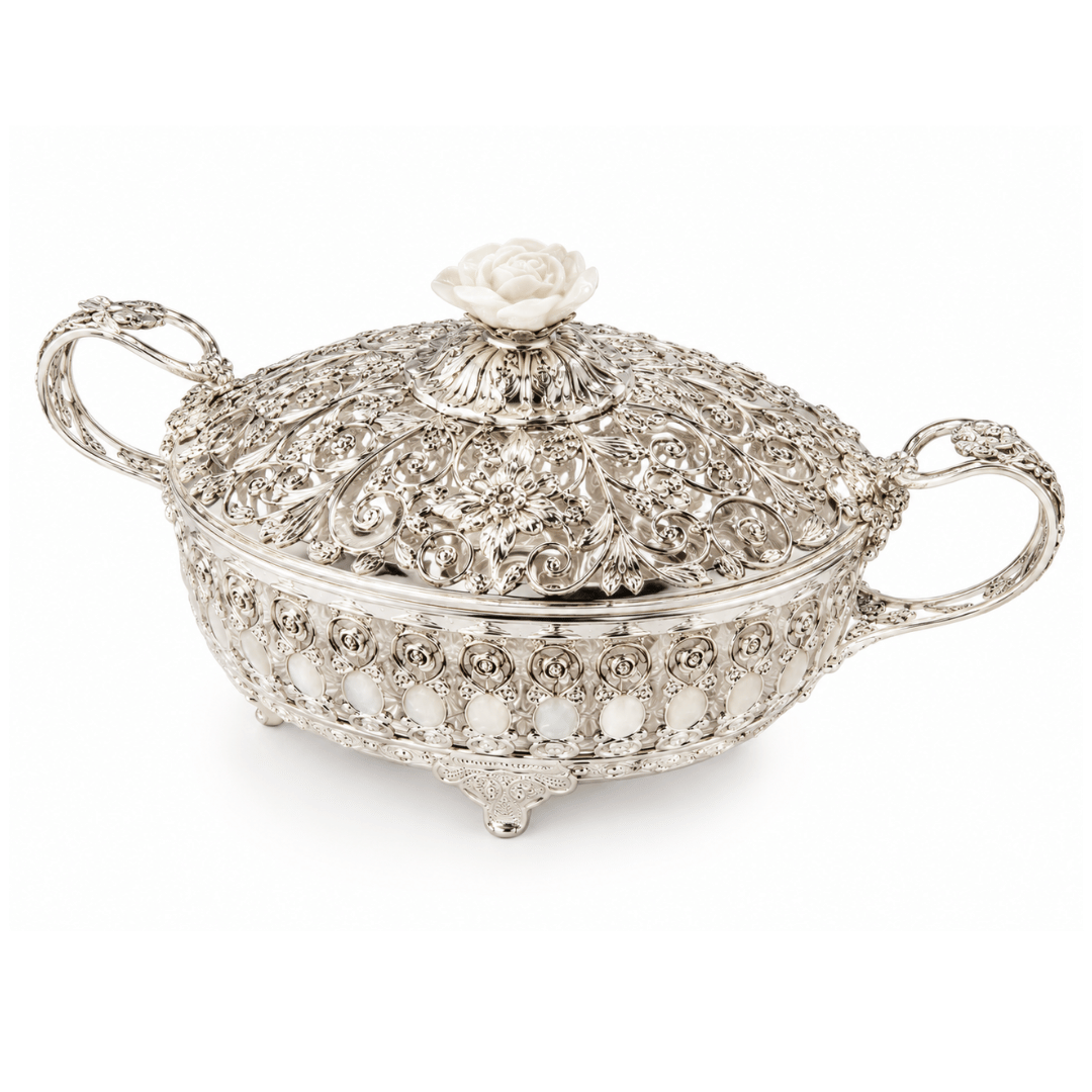 Dry Fruit Basket With Floral Lid