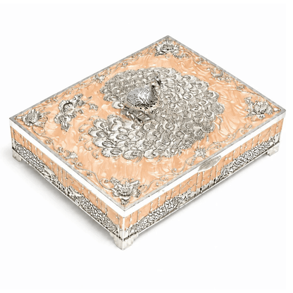 Flat Square Peacock Dry Fruit Container