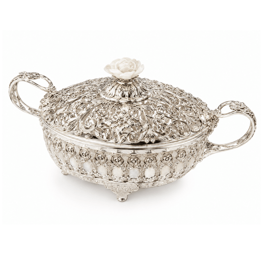 Dry Fruit Basket With Floral Lid