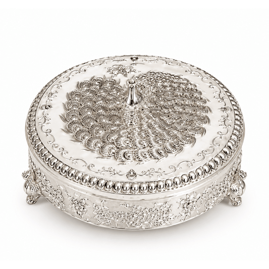 Round Peacock Design Dry Container
